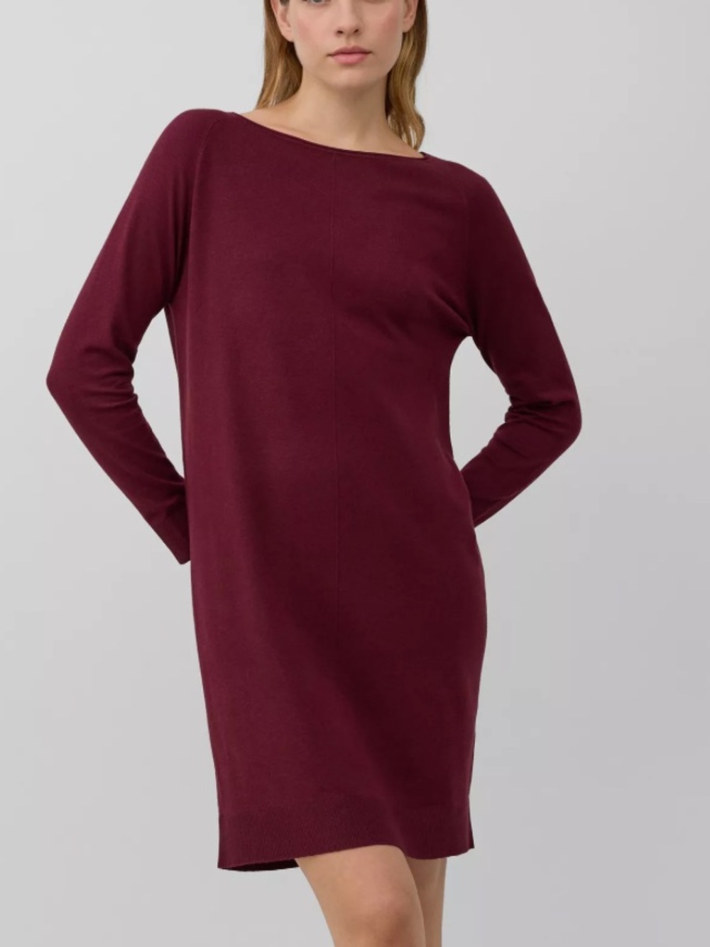 Peruvian Connection burgundy long shift mini dress